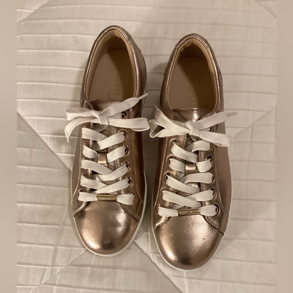 Cash Studded Metallic Textured-Leather Sneakers